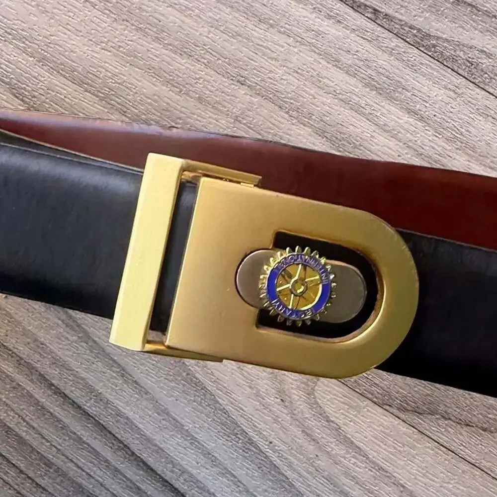Rotary International Italian Leather Belt 110cm Gold Tone Buckle